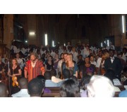 
Namirembe Cathedral, Uganda, November 2007, after what we're fairly sure was the first-ever complete performance of the Mozart Requiem in that country.  The noticeable shirt was a last-minute medical necessity: trying to conduct the piece on the Equator in my usual thick concert suit would probably have proved fatal!